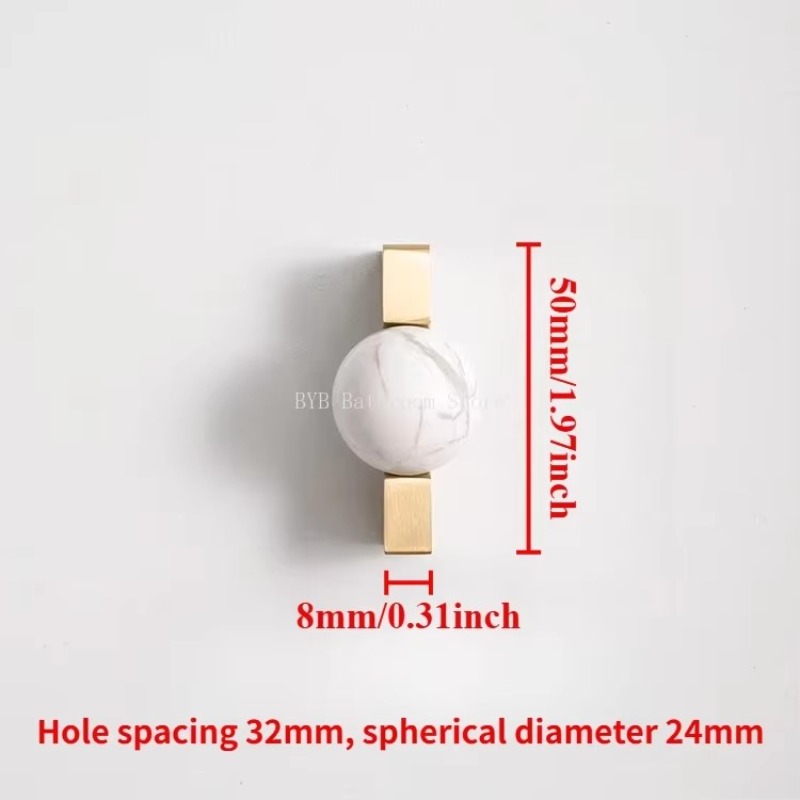 White Crystal Ball+Brass Furni - Furniture Hardware Drop Pulls recension och pris